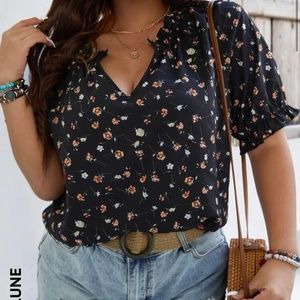 Shein plus floral blouse
